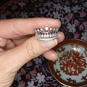 Stainless Steele and CZ Crown Ring Size 7